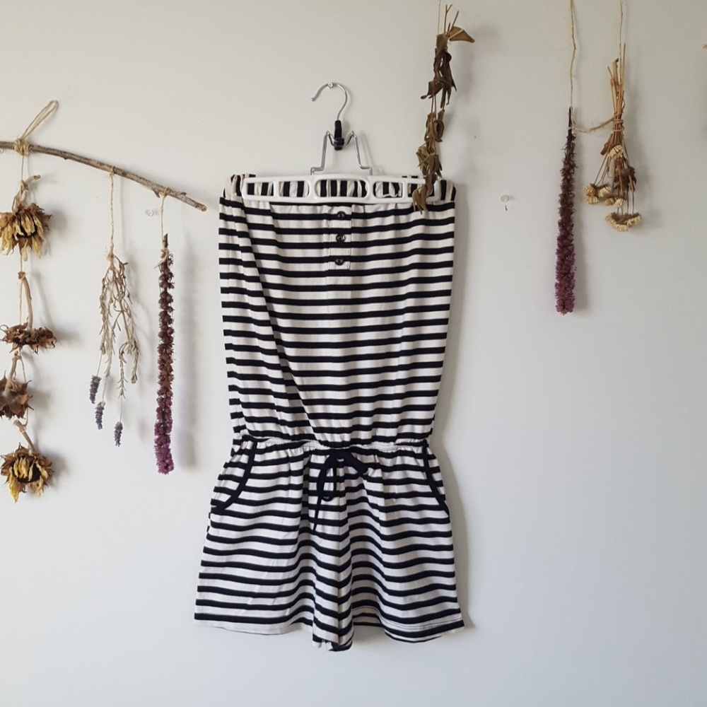 Black and White Striped Romper